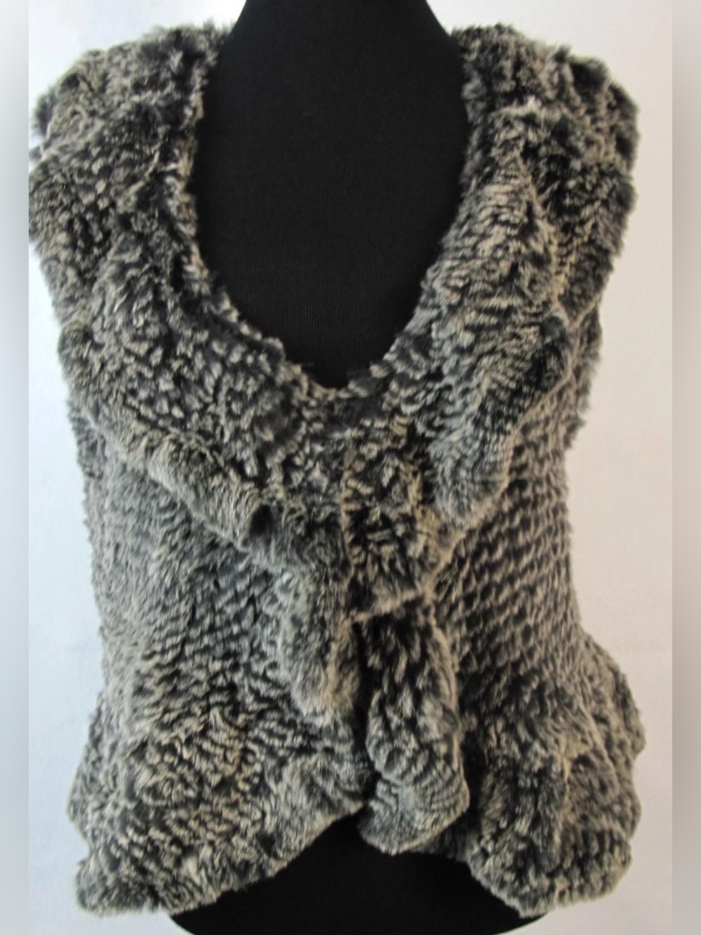 Saks Fifth Avenue Fur Knit Vest - Gray S(?) GOOD